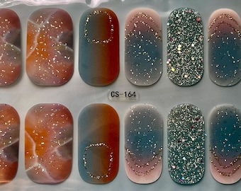Nagellacksremsor i persika marmor/nagelinpackningar/presenter/nagelkonst/nageldesigner/