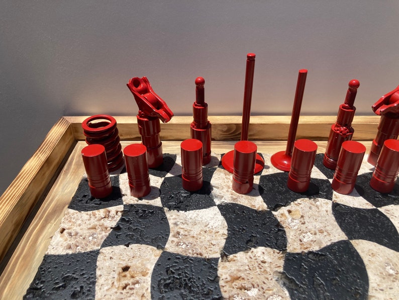 20x20 Man Cave Chess Set Chess Set Car Parts Abstract Etsy