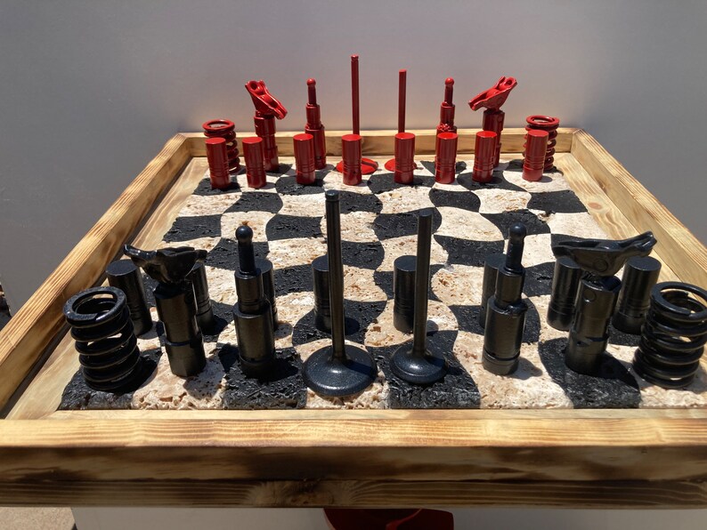 20x20 Man Cave Chess Set Chess Set Car Parts Abstract Etsy