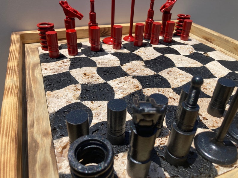 20x20 Man Cave Chess Set Chess Set Car Parts Abstract Etsy