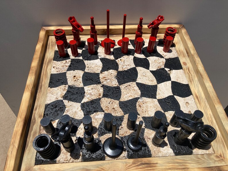20x20 Man Cave Chess Set Chess Set Car Parts Abstract Etsy