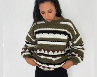 Patrón de crochet suéter retro PDF
