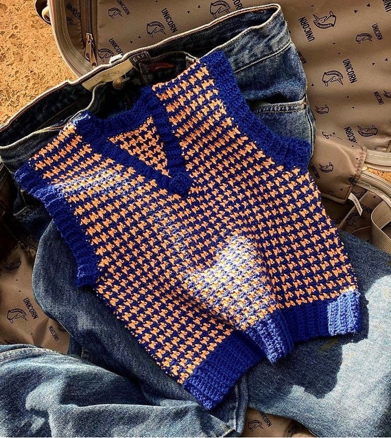 PDF CROCHET PATTERN // Houndstooth Vest 