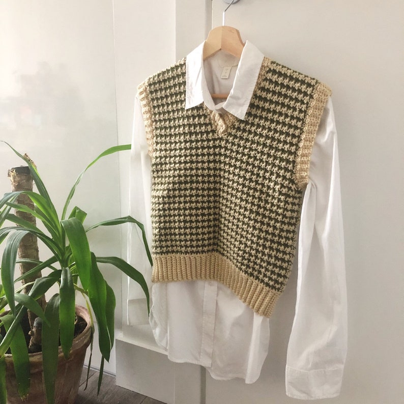 PDF CROCHET PATTERN // Houndstooth Vest zdjęcie 3