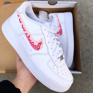 Custom Nike Air Force 1 Sneakers Hand Painted Pink Fire - Etsy