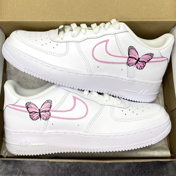 Custom air force 1, Pink butterfly, Af1, Sneakers Butterflies