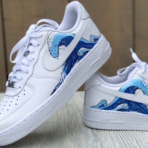 Nike Air Force 1 Custom Sneakers Hand Painted Waves | Etsy