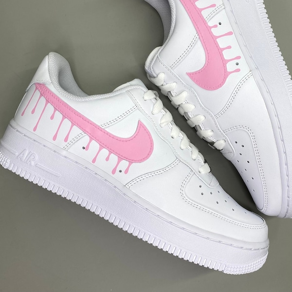 Nike air force 1, Pink drip, Custom sneakers, Hand painted