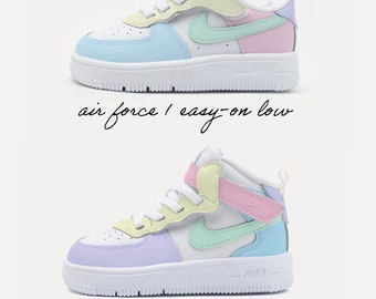 Air force 1 Nike, Custom Baby Kids Sneakers, Pastel colors rainbow, lilac, pink, yellow, blue, mint green, Newborn sneakers, Babyshower gift