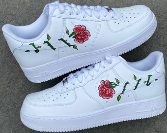 Custom sneakers, Air force 1, Red Rose thorns, Wedding shoes