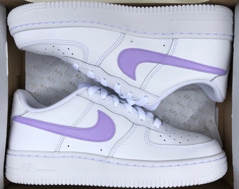 Nike air force 1, Zapatillas personalizadas, Swoosh morado lila, Mujeres, Hombres, Zapatillas