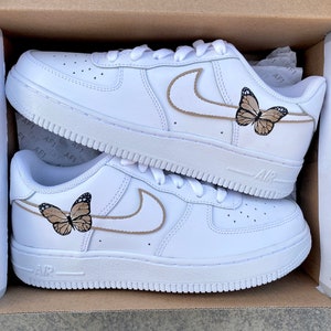 Custom Sneakers Nike Air Force 1 Butterfly Taupe Brown Girls Shoes Butterflies Women s Birthday Gift Wedding Shoes Aesthetic Etsy