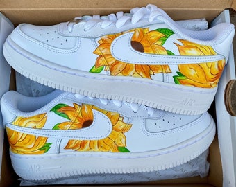 Custom Air Force Shoes Yellow Yellow Black Sunflower Nike Shoes