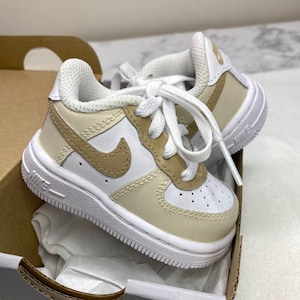 Air force 1 Nike, Custom Baby Sneakers, Beige taupe brown, Newborn sneakers, Babyshower gift zdjęcie 1