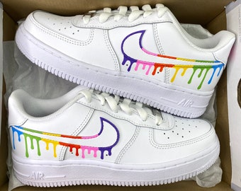 Air force 1, Custom sneakers, Color drip, Rainbow shoes