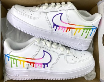 Air force 1, Nike Custom Sneakers, Color Drip, Rainbow Shoes, Happy, Gift, Birthday, Wedding, Summer, Gift Trainers, Jordan, Colors, Pink