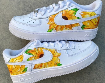 Nike air force 1, Custom sneakers, Yellow Sunflowers, Summer, Yellow Shoes