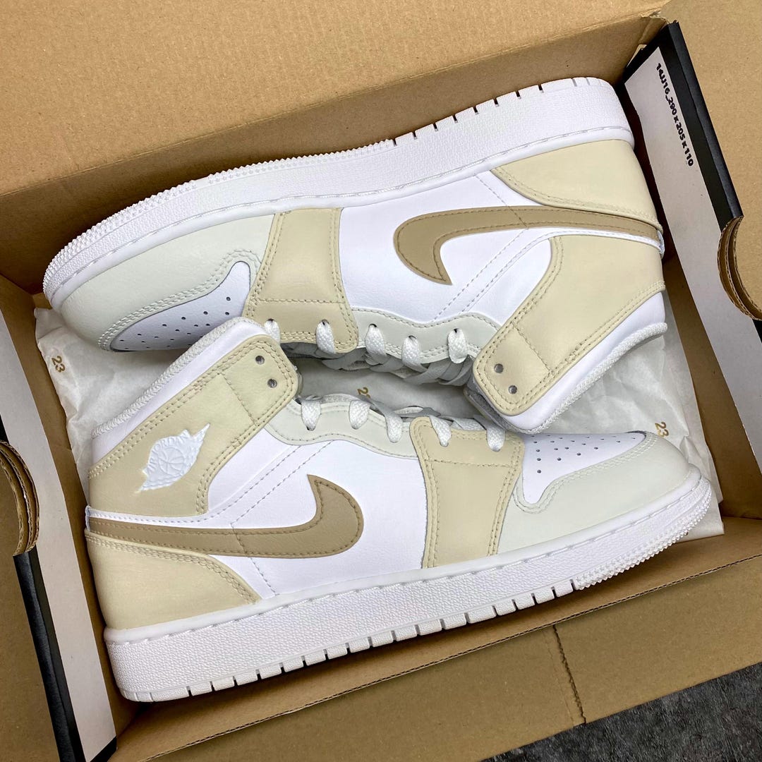 Jordan Mid, Custom Sneakers, Espresso, Beige, Brown, Taupe, Air