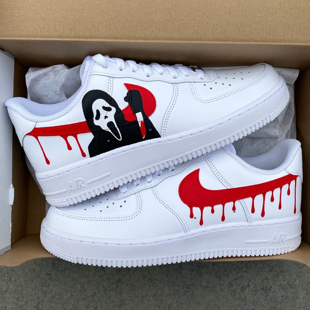 Nike Air Force 1 Ghostface Custom Sneakers Hand Painted 