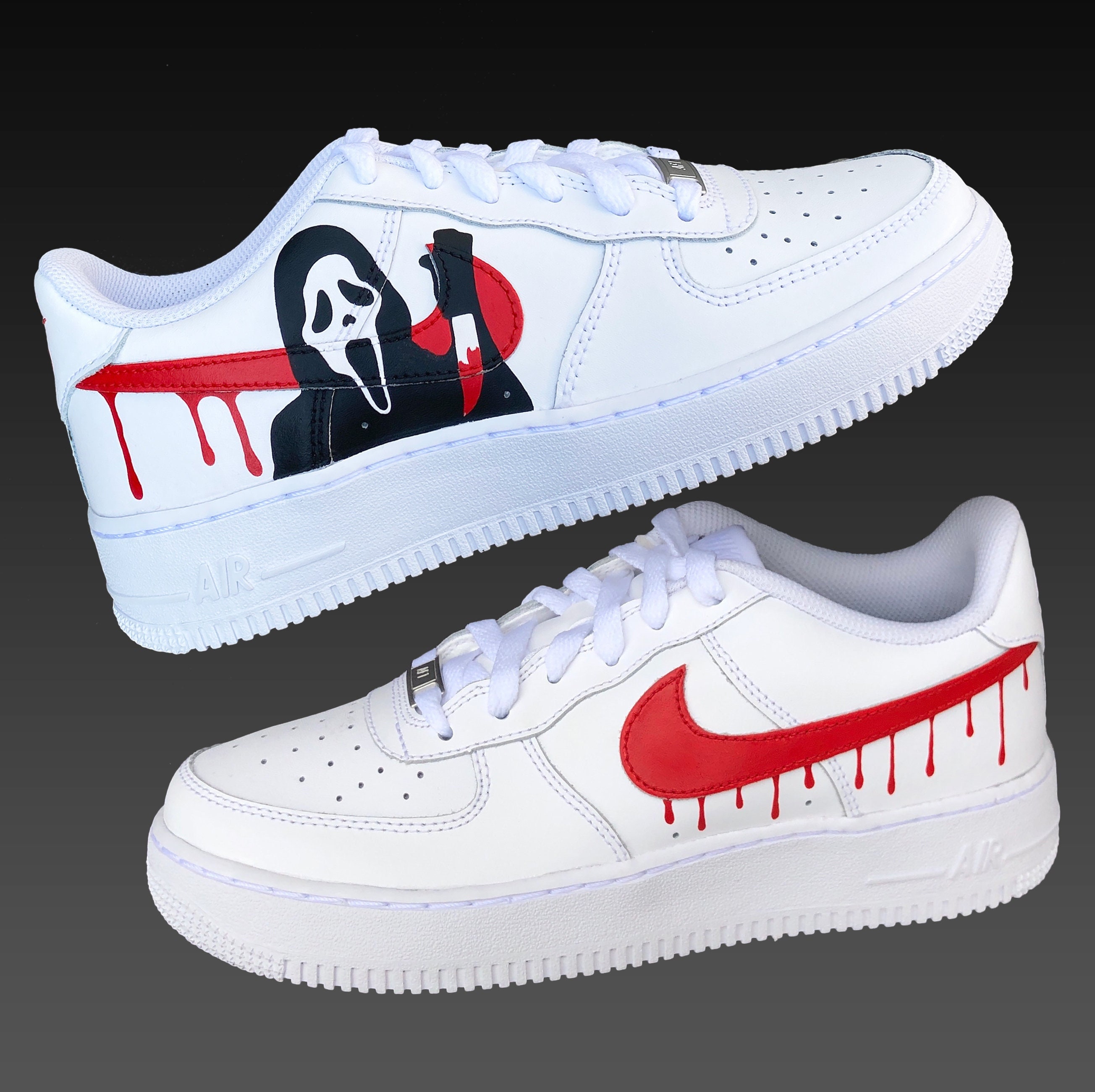 Sneakers personalizzate Ghost face dipinte a mano airforce 1 Halloween Scarpe Calzature uomo Scarpe da ginnastica Scarpe da ginnastica con lacci 