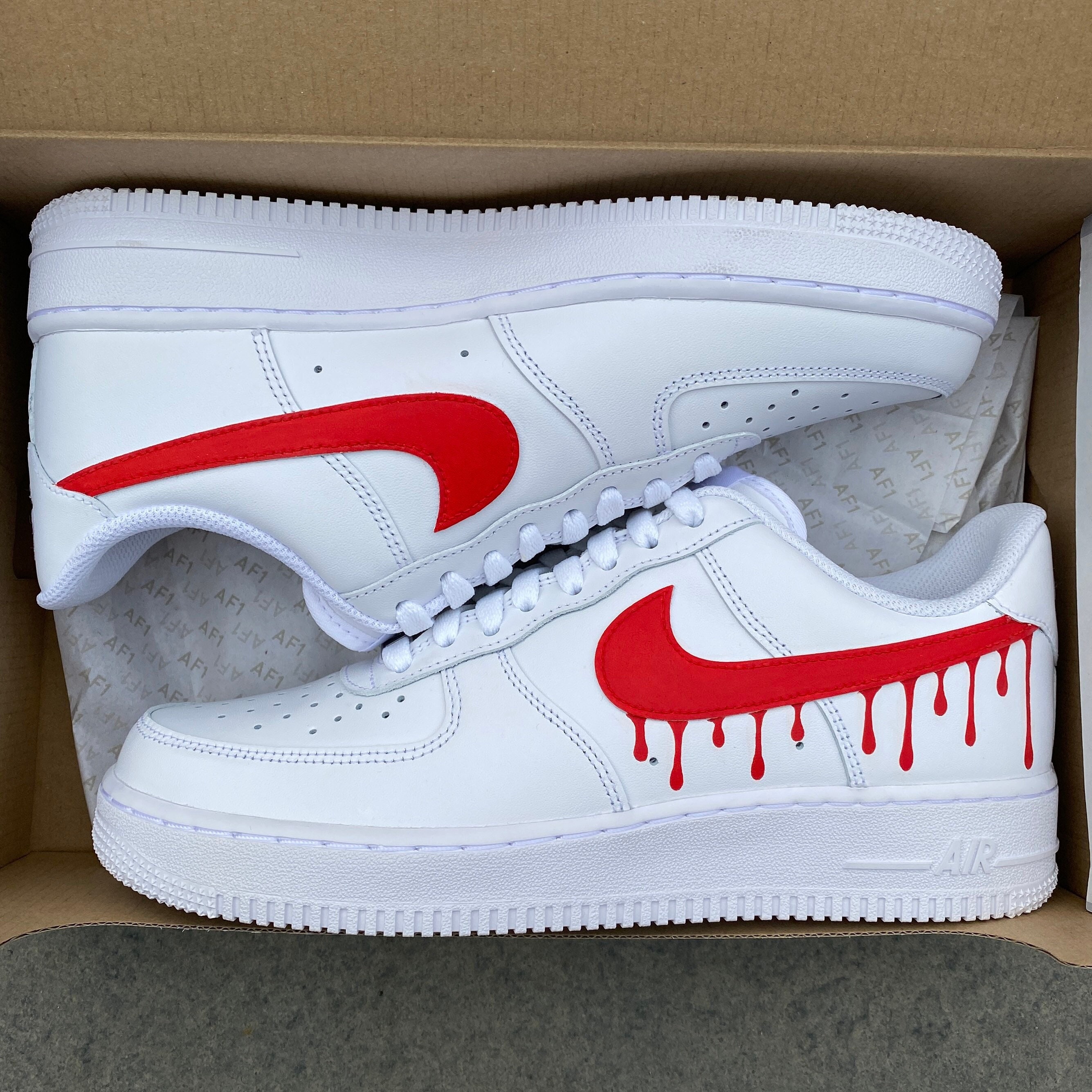 Custom Nike Air Force 1 Drip Red [Custom Shoes] 