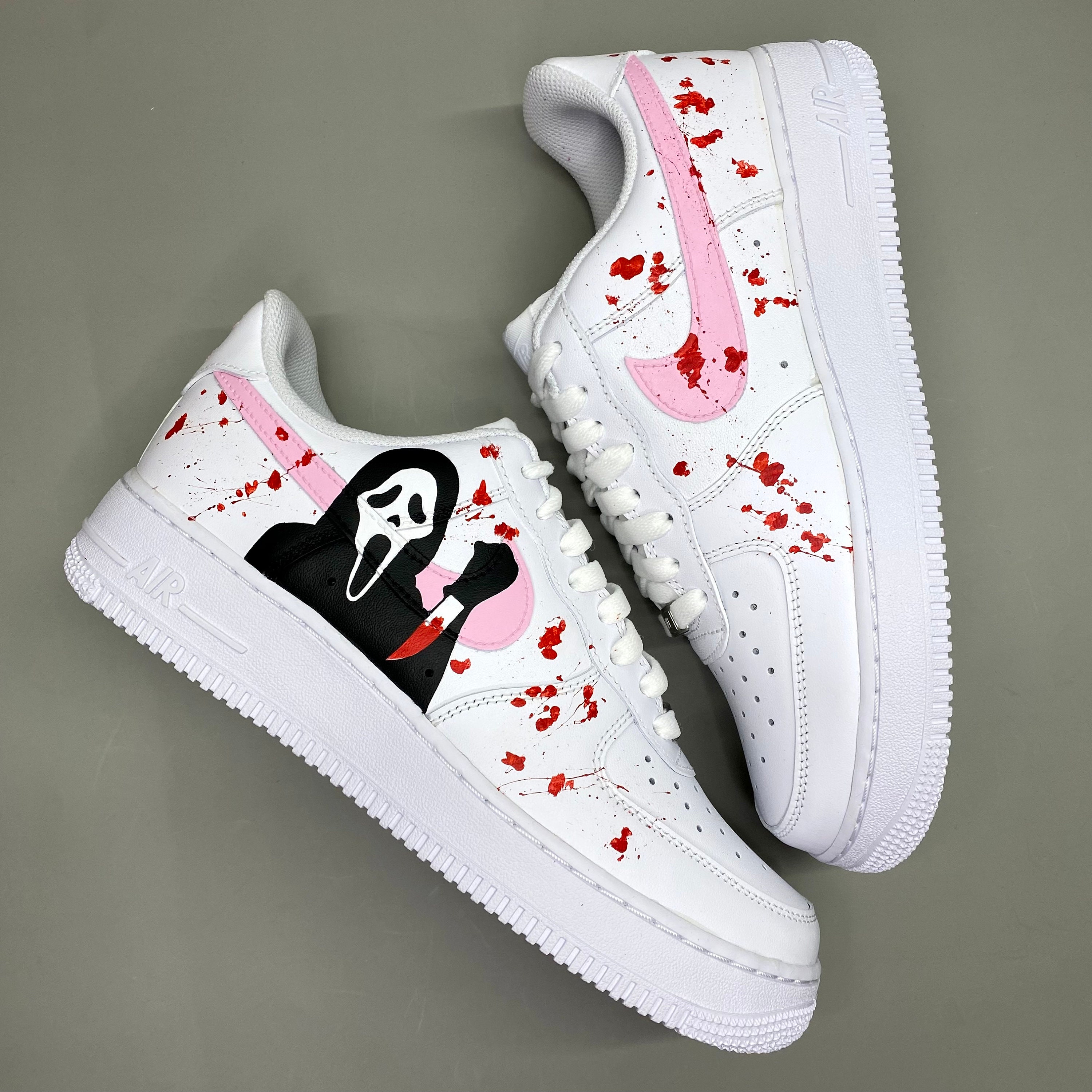 Nike Air Force 1 Custom Sneakers Blood Drip Splatter Red Black White Shoes  Fresh