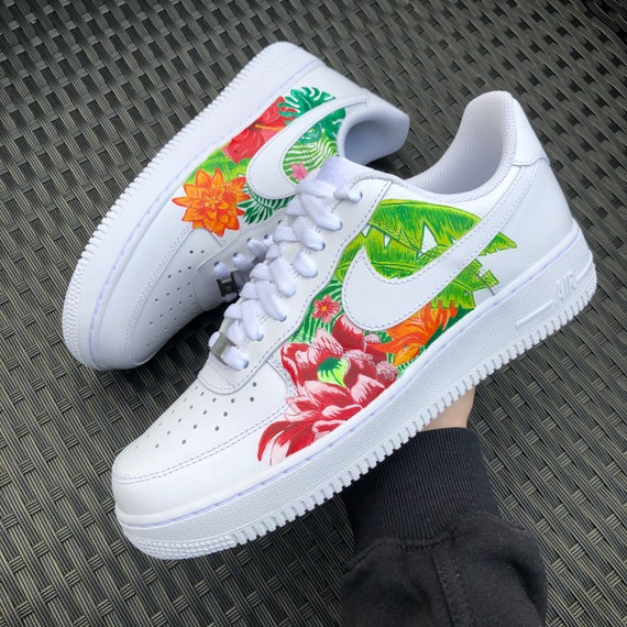 spring desk Thirty Custom Sneakers Hand Painted Nike Air Force 1 Jungle - Etsy