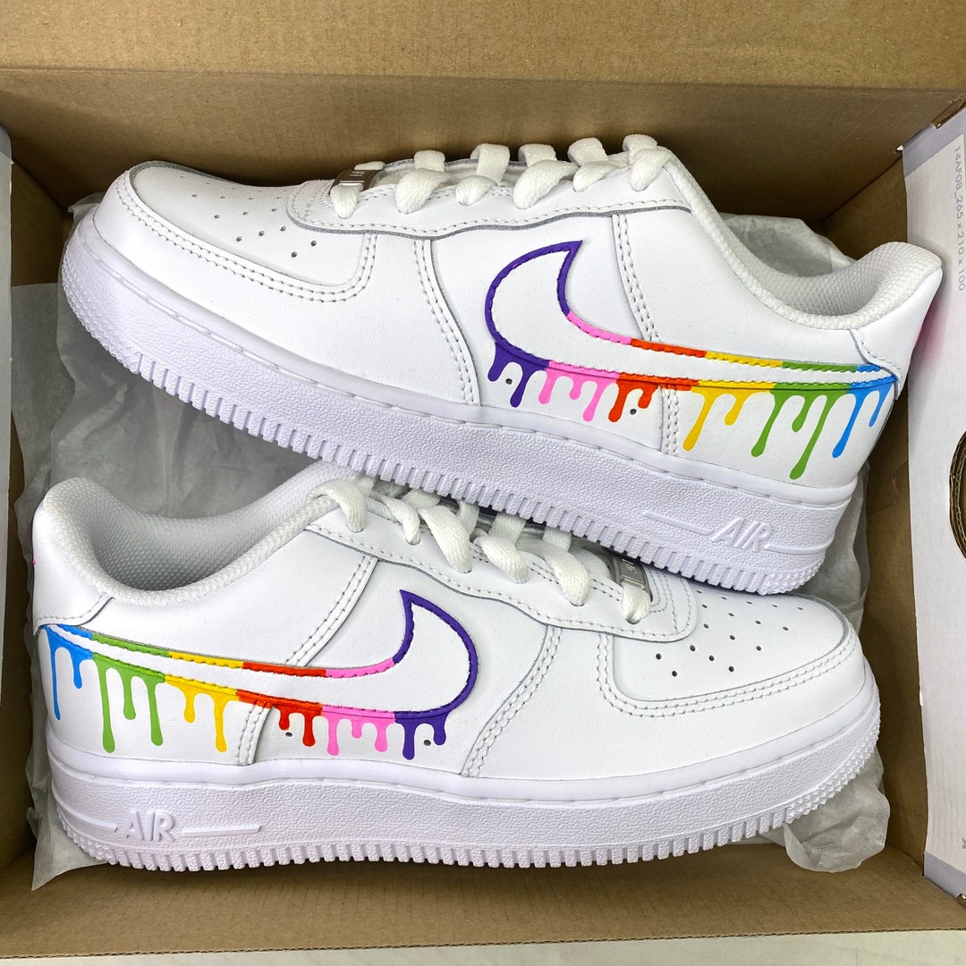 Air Force 1, Custom Sneakers, Color Drip, Rainbow Shoes - Etsy