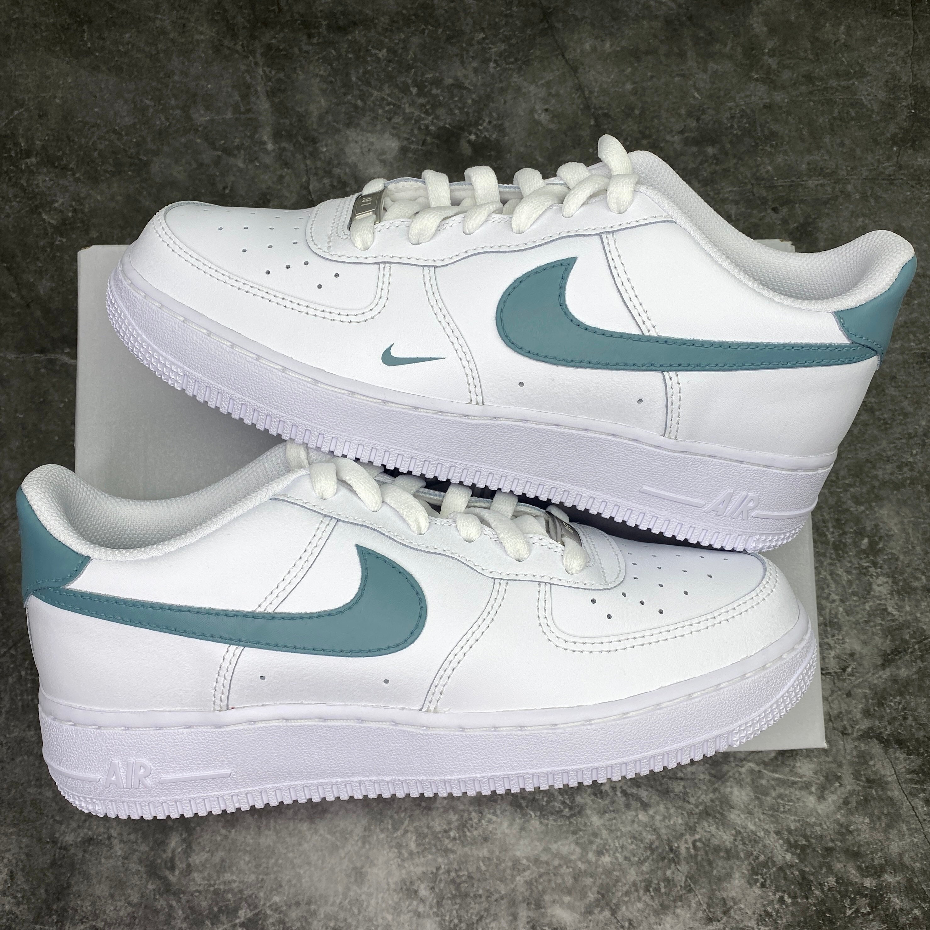 Etsy Custom Painted Air Force - Sneakers Nike Sneakers, Gray, 1, Green Hand Teal