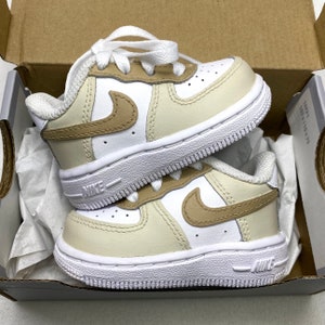 Air force 1 Nike, Custom Baby Sneakers, Beige taupe brown, Newborn sneakers, Babyshower gift zdjęcie 7