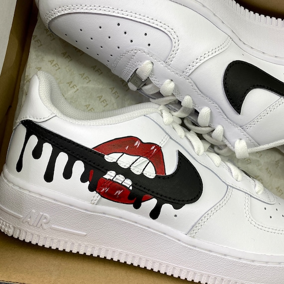 Buy Custom Sneakers AF1 Nike Air Force 1 Red Drip Lips hand Online in India  