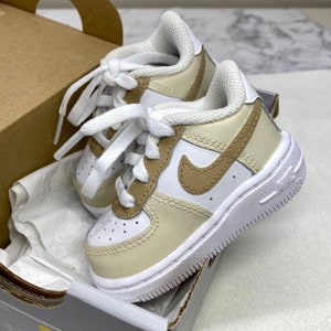 Air force 1 Nike, Custom Baby Sneakers, Beige taupe brown, Newborn sneakers, Babyshower gift zdjęcie 4