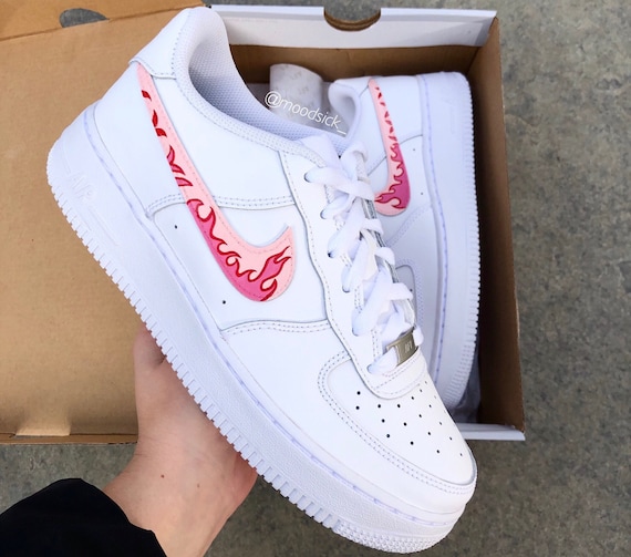 nike air force 1 blue and pink swoosh