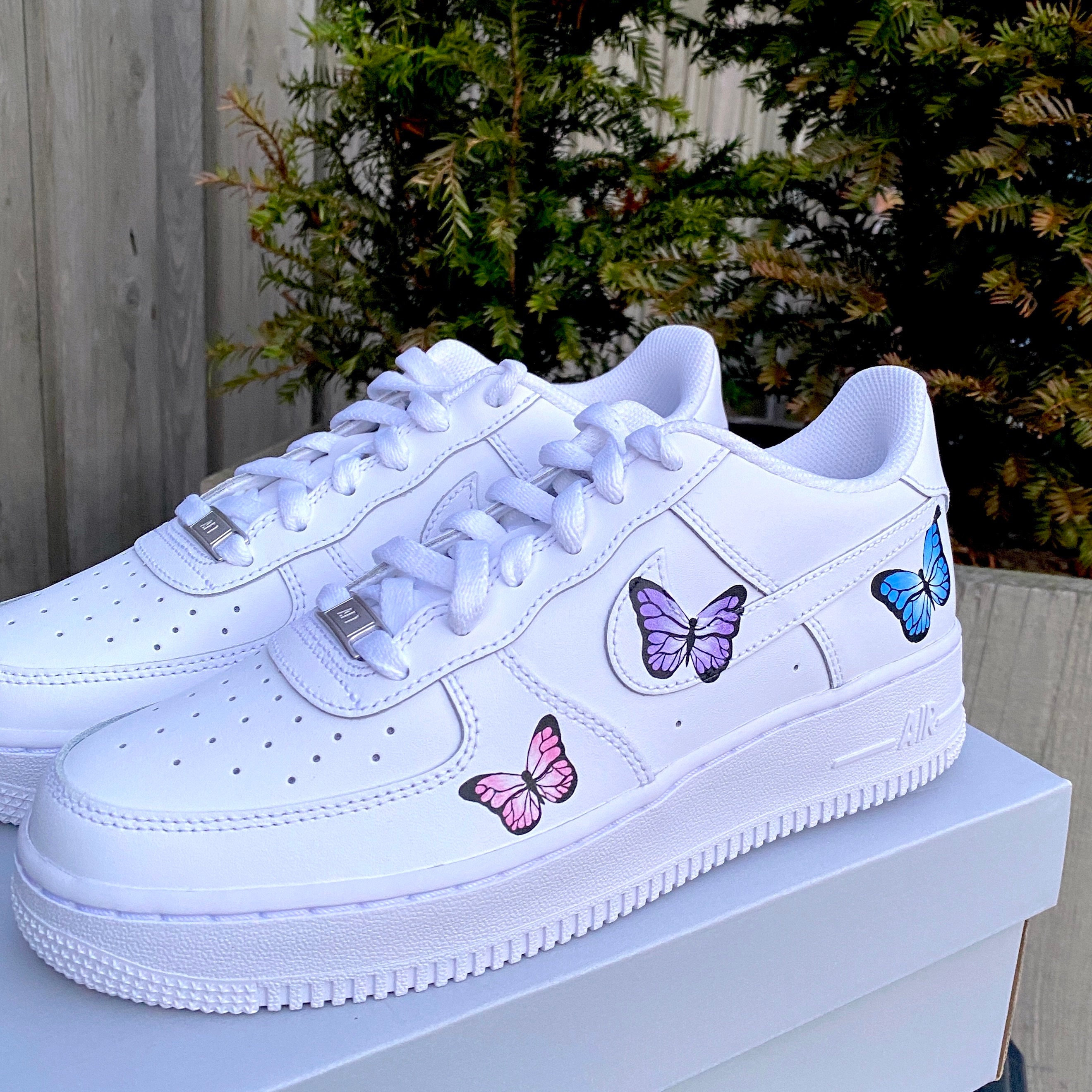 Custom Nike Air Force 1 Blue ButterFLY - Custom Nike Air Force 1 Shoes