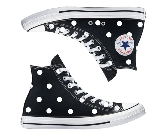 Black and white polka dot converse hotsell
