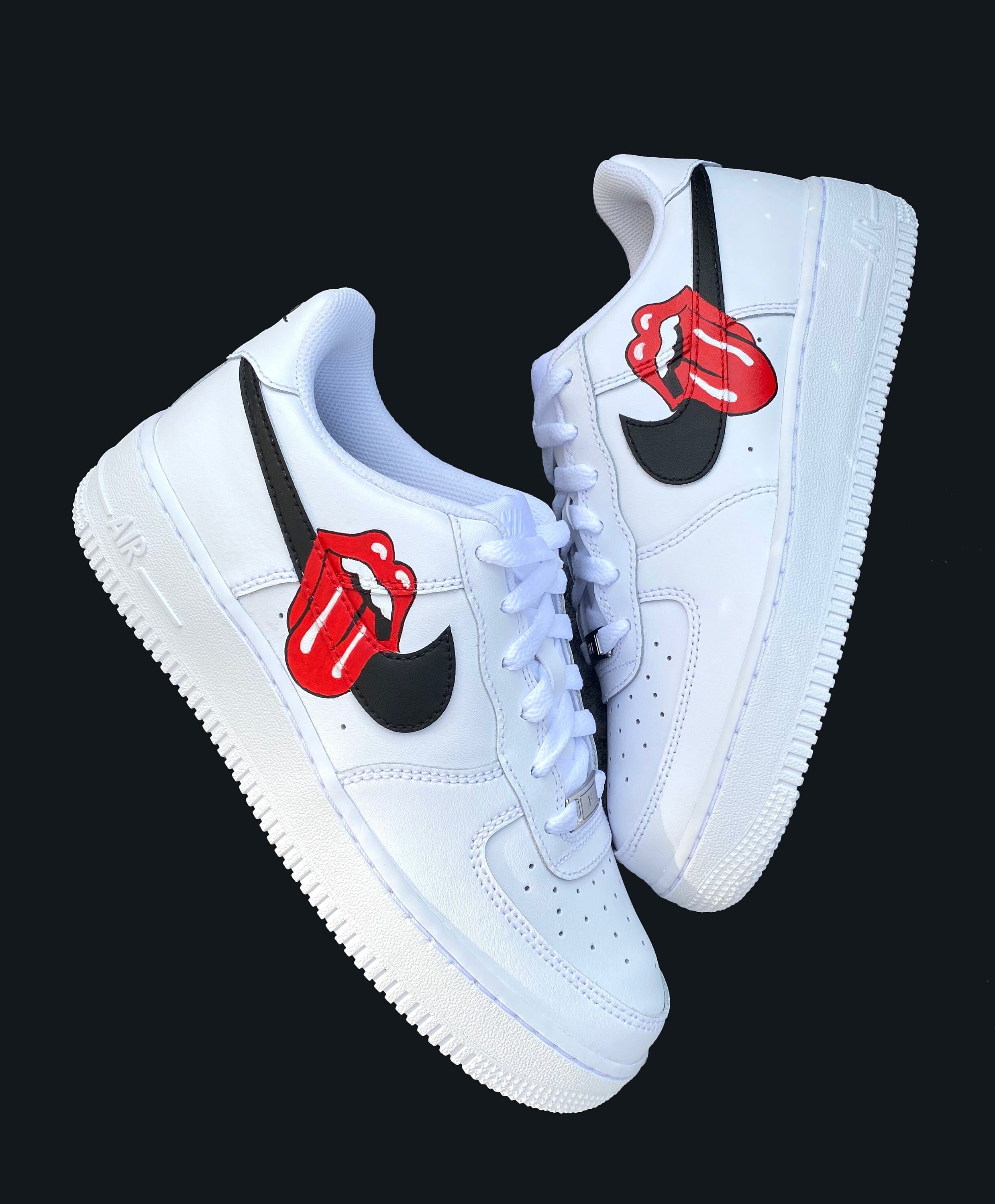Custom Sneakers AF1 Nike Air Force 1 Red Drip Lips hand -  Norway