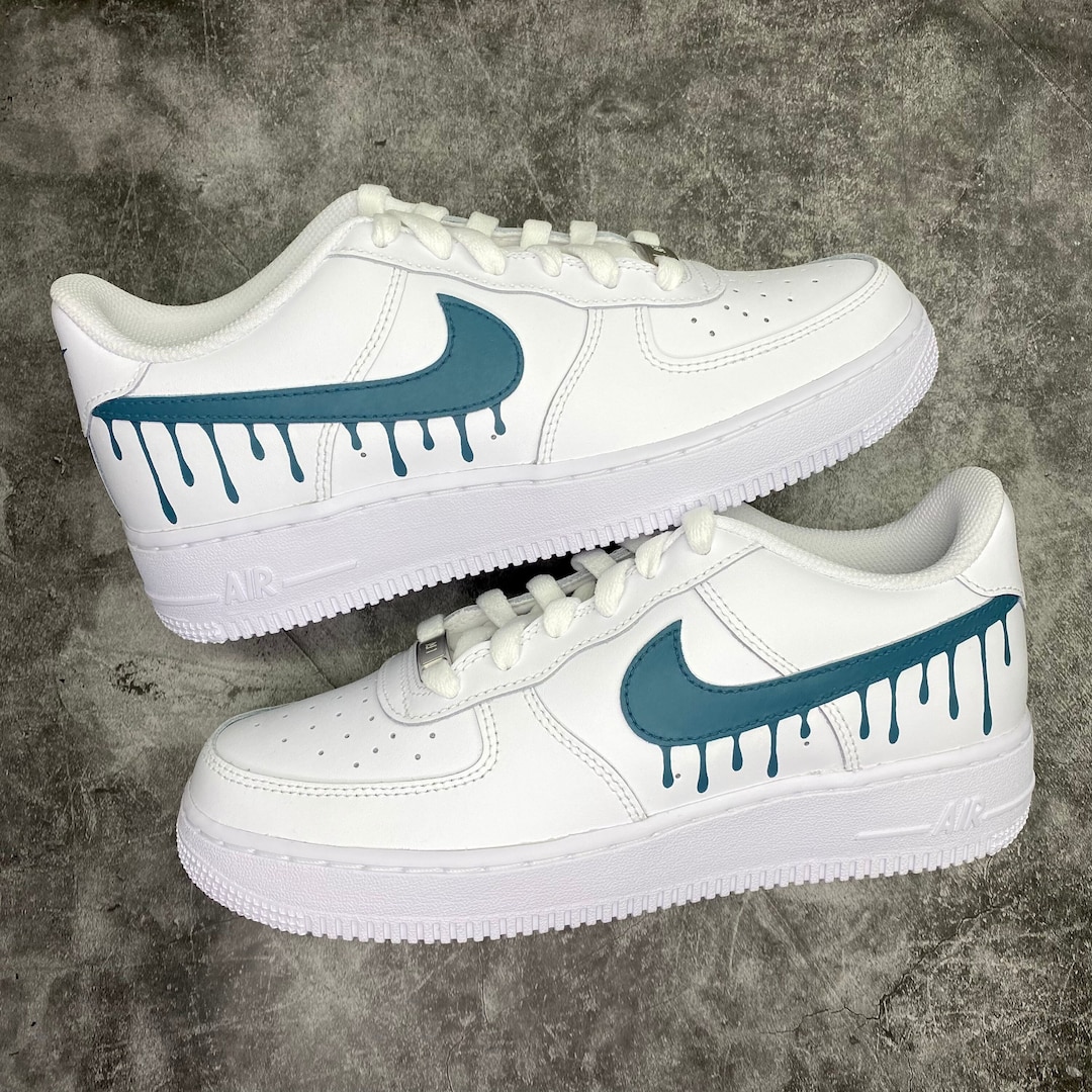 Custom Nike Air Force 1 Painted Sneakers Teal Green Af1 