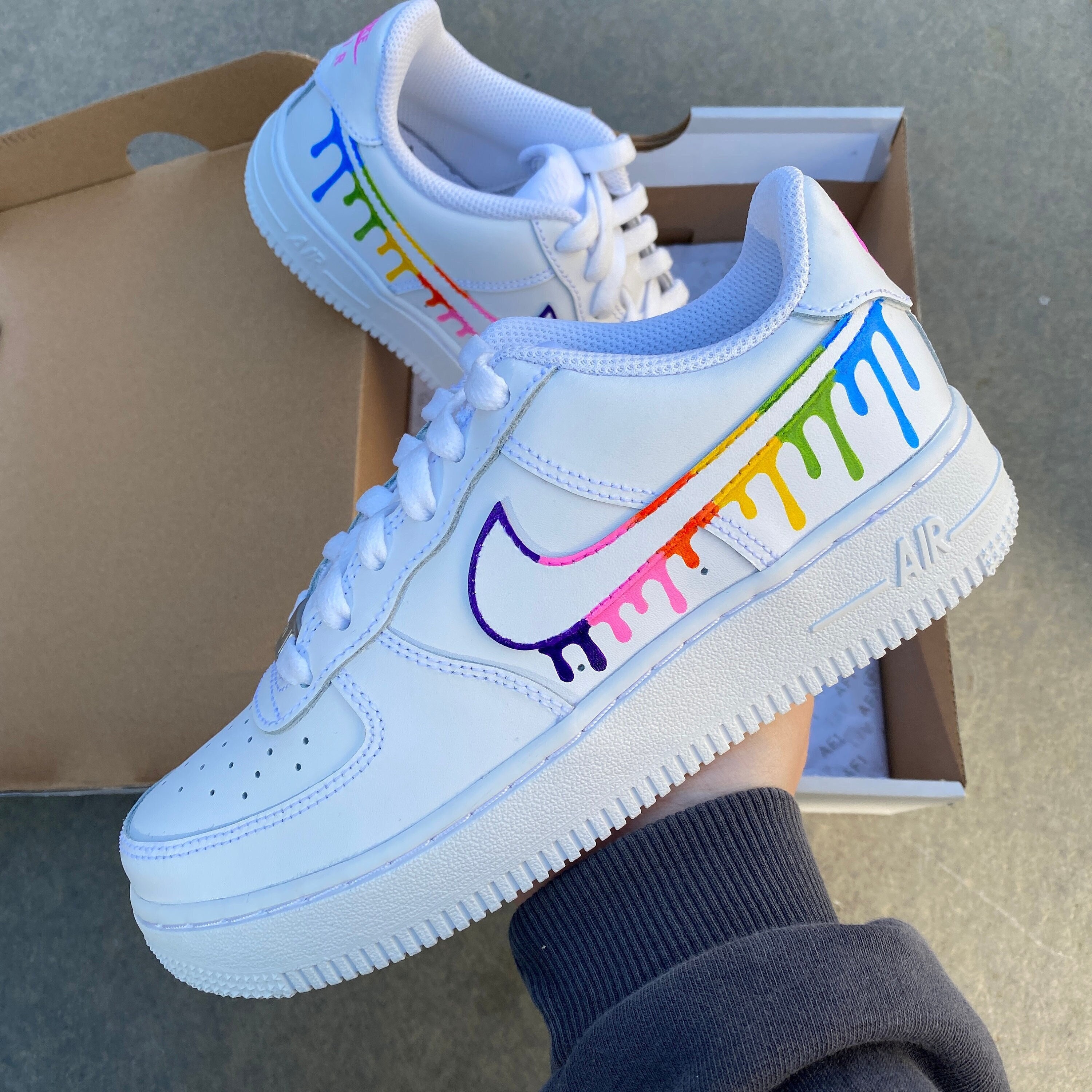 Nike Air Force 1 Color Drip Hand Drawn Paint Marker - Etsy