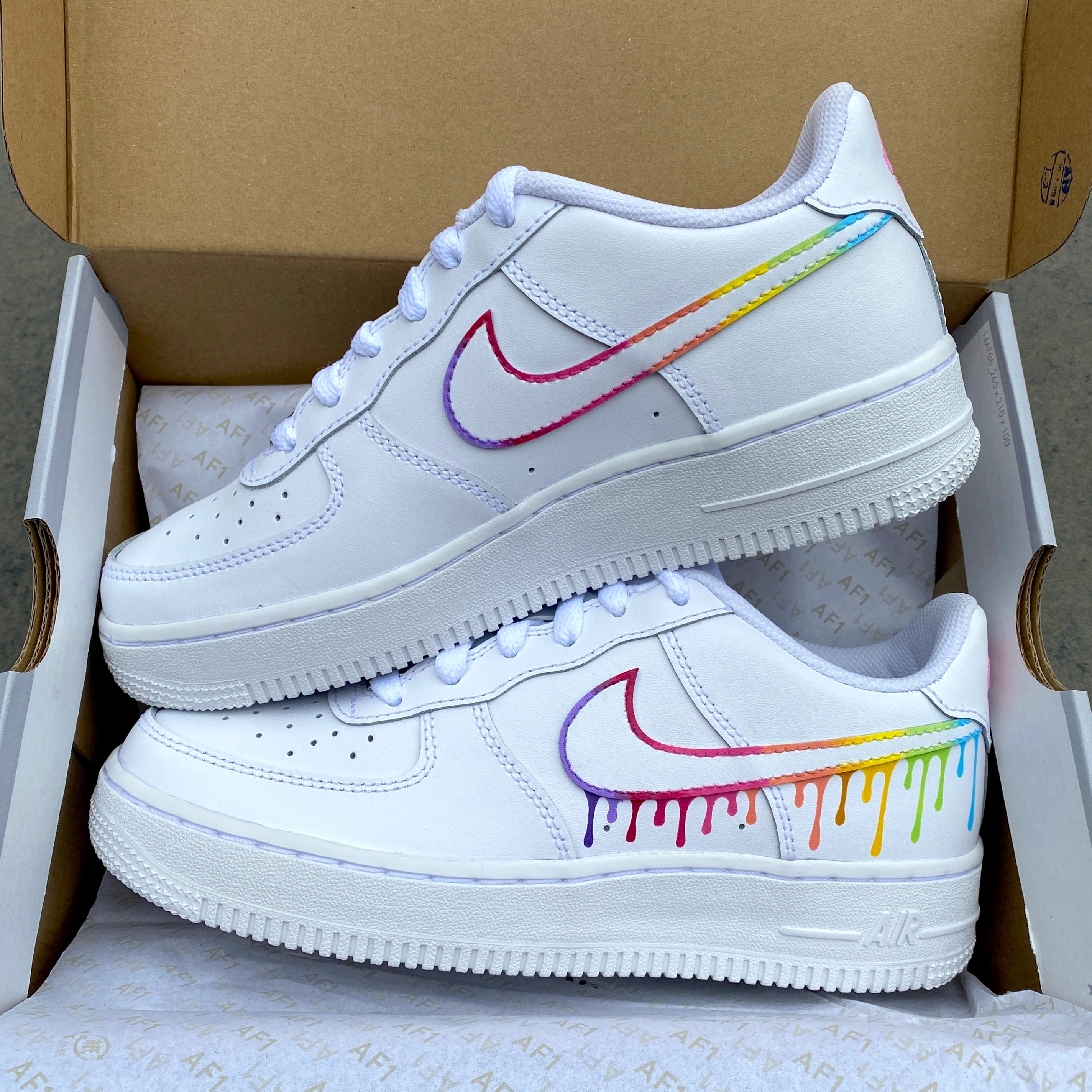 Nike Air Force 1 Color Drip Hand Drawn Paint Marker Custom Sneakers  Colorful Customized Shoes Nike Rainbow Custom 