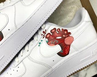 Nike Air Force 1, Zapatillas personalizadas, Corazón rojo