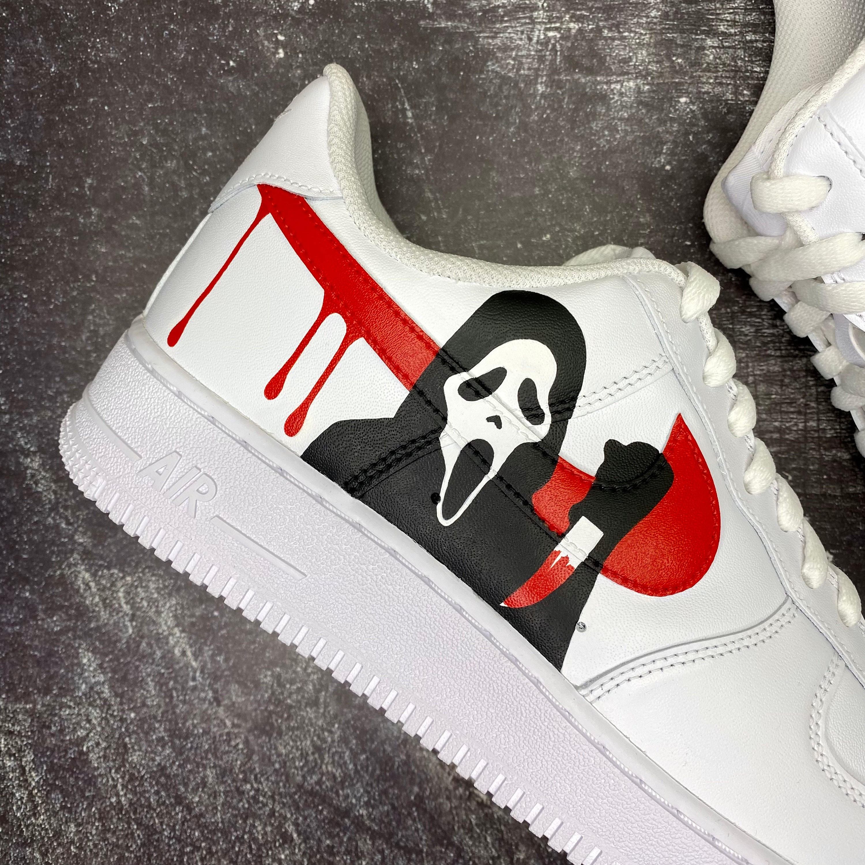 Nike Air Force 1 Ghost Face Custom Sneakers Scream Horror