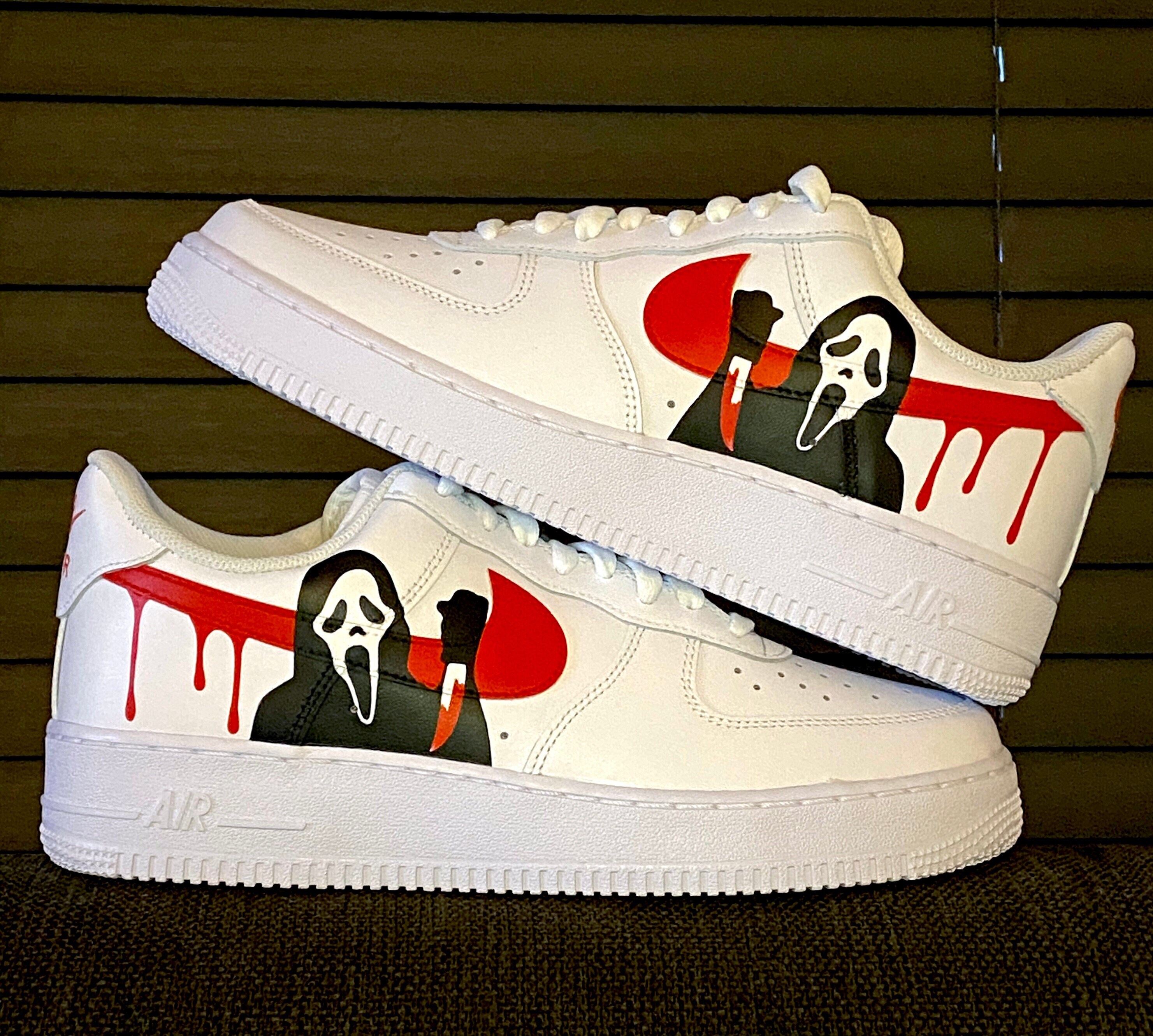 Nike Air Force 1 Ghostface Custom Sneakers Hand Painted 