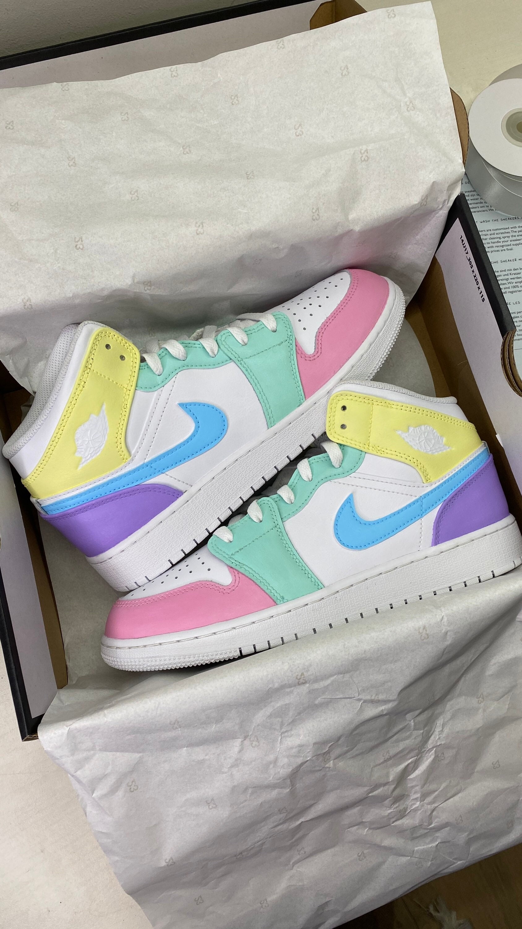 Custom Air Jordan 1 Mid Pastel Yellow Green Pink Blue Purple - Etsy Ireland