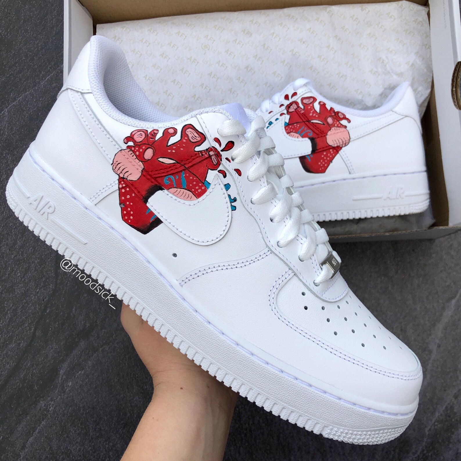 Nike Air Force 1 Custom Sneakers Hand Painted Art Heart - Etsy