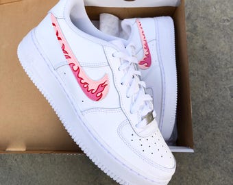 Custom Sneakers Nike Air Force Flame Blue Fire Nike Air Force