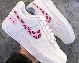 Nike Air Force 1, Custom Sneakers, Pink Leopard Shoes, Tiger - Main Image