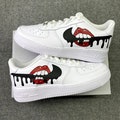 Custom sneakers, AF1, air force 1, red drip lips, shoes product logo