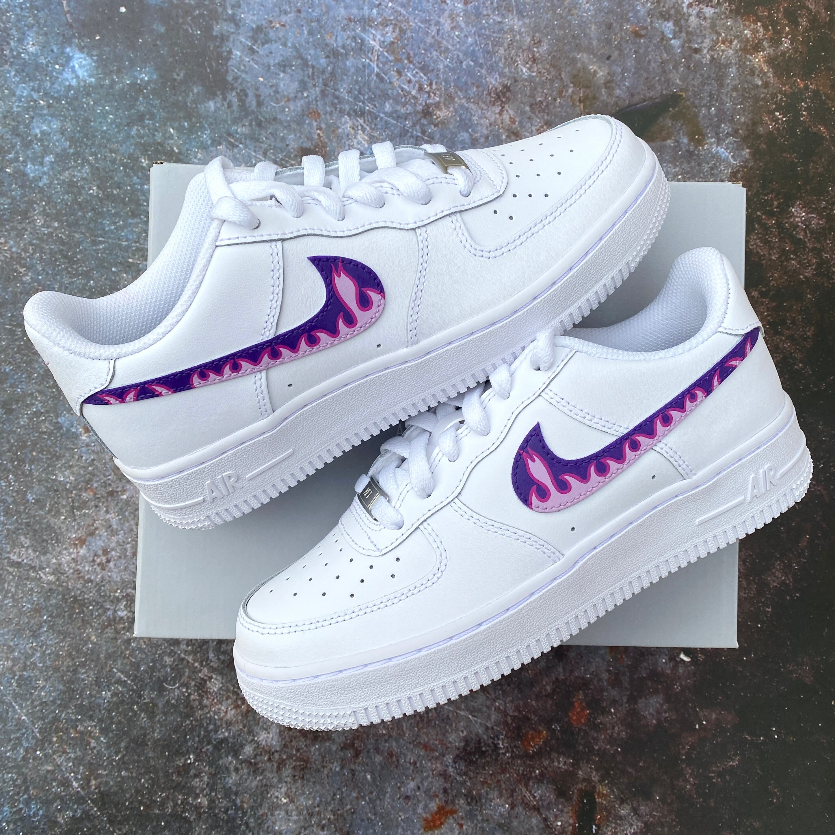 the customized purple air force sneakers