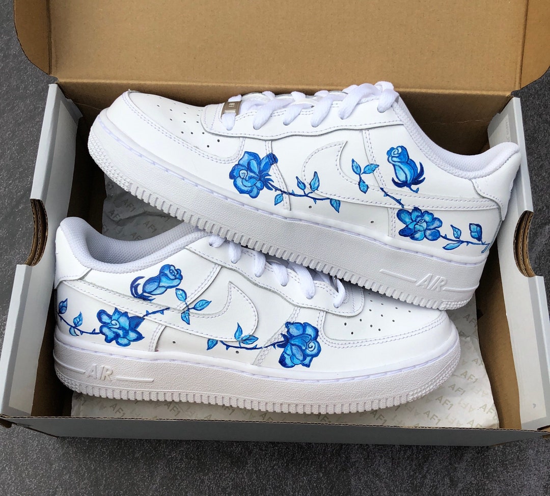 Blue Flowers Custom Air Force 1 Sneakers 