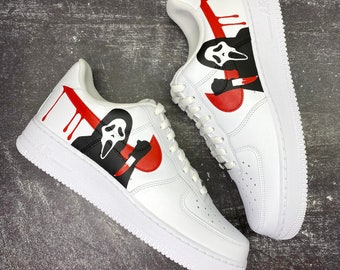 Nike Air Force 1 Ghostface Custom Sneakers Hand Painted 